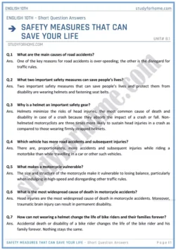 safety-measures-that-can-save-your-life-short-question-answers-unit-8-1-english-class-10th-sindh-board