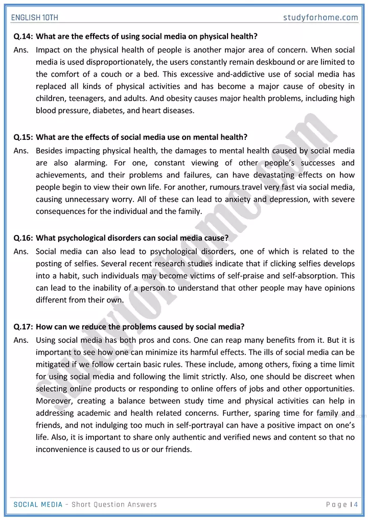 social media short question answers unit 4 1 english class 10th sindh board 04
