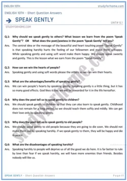 speak-gently-short-question-answers-unit-6-1-english-class-10th-sindh-board