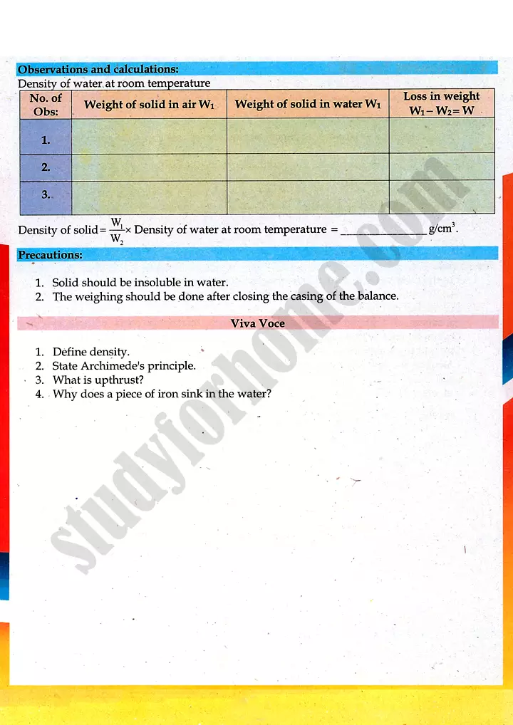 density by archimedes' principle practical activity 13 physics class 9th 02
