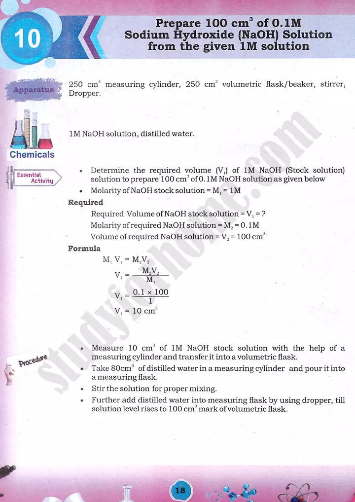 dilution-of-a-naoh-concentrated-solution-practical-activity-10-chemistry-class-9th