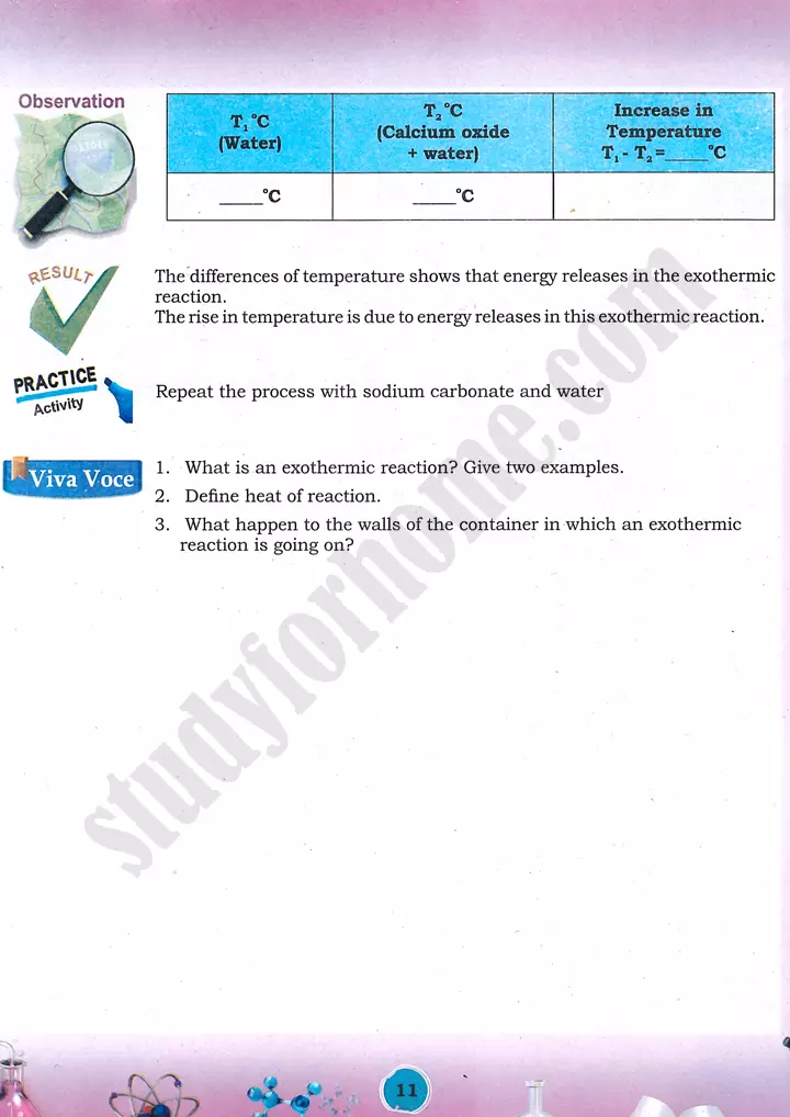 exothermic reaction demonstration practical activity 6 chemistry class 9th 02