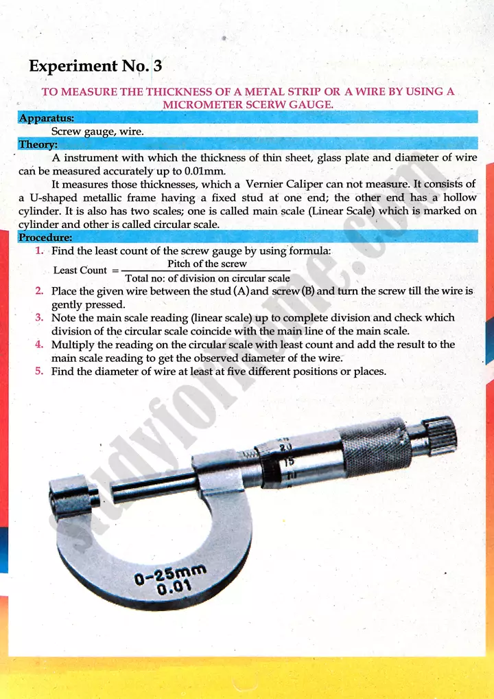 metal thickness measurement practical activity 3 physics class 9th 01