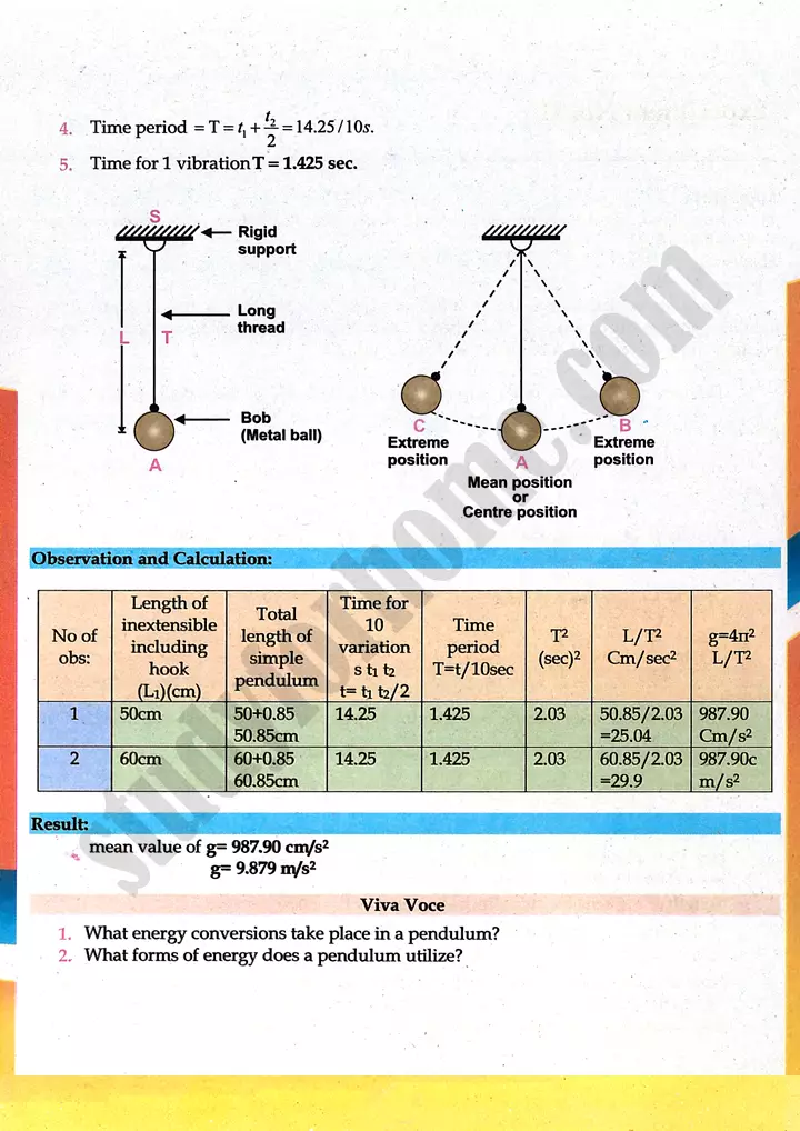 pendulum time gravity relation practical activity 11 physics class 9th 02