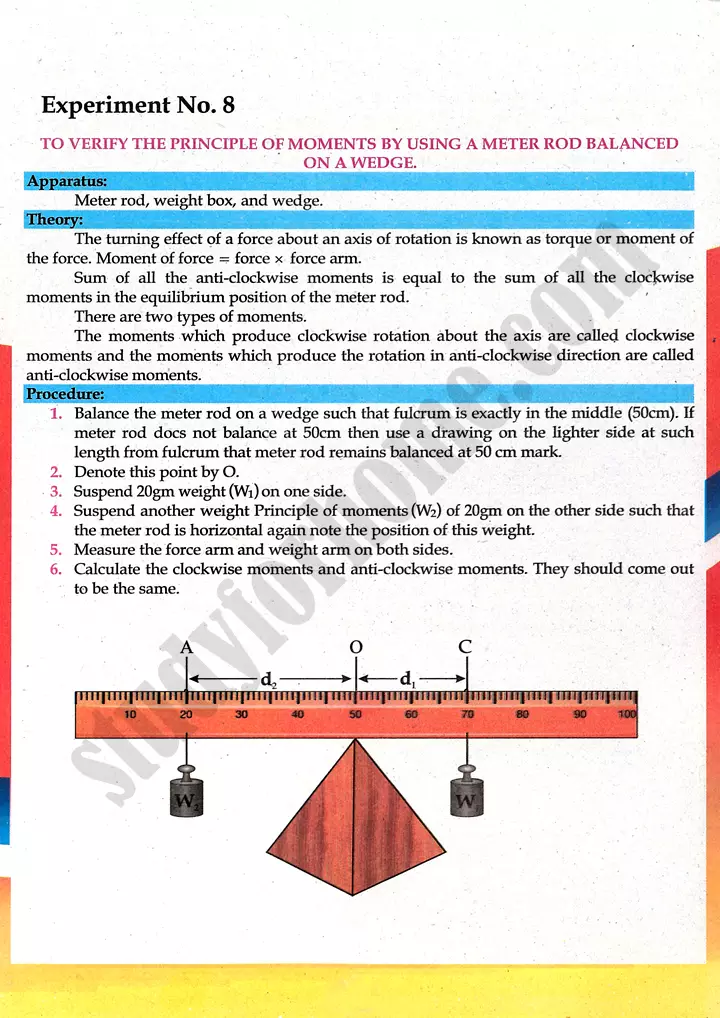 principle of moments practical activity 8 physics class 9th 01