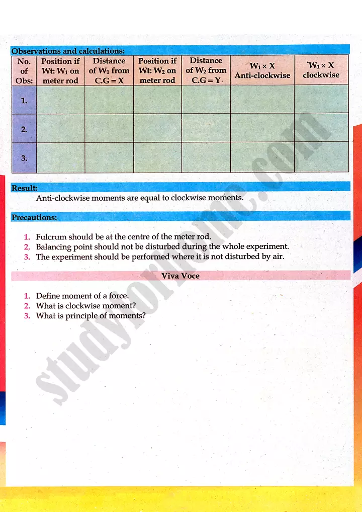 principle of moments practical activity 8 physics class 9th 02