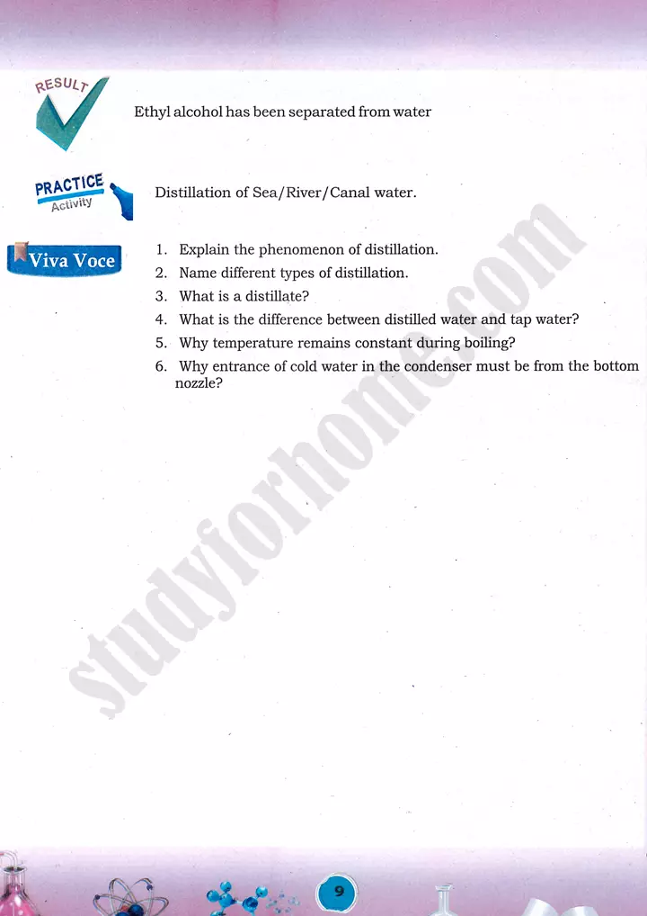 simple distillation process practical activity 5 chemistry class 9th 02