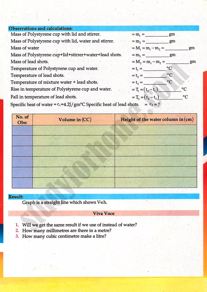 specific heat by mixture practical activity 15 physics class 9th 02