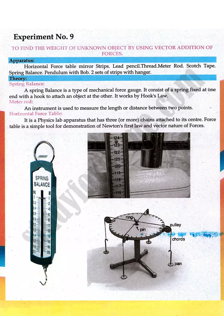 unknown weight using vectors practical activity 9 physics class 9th 01