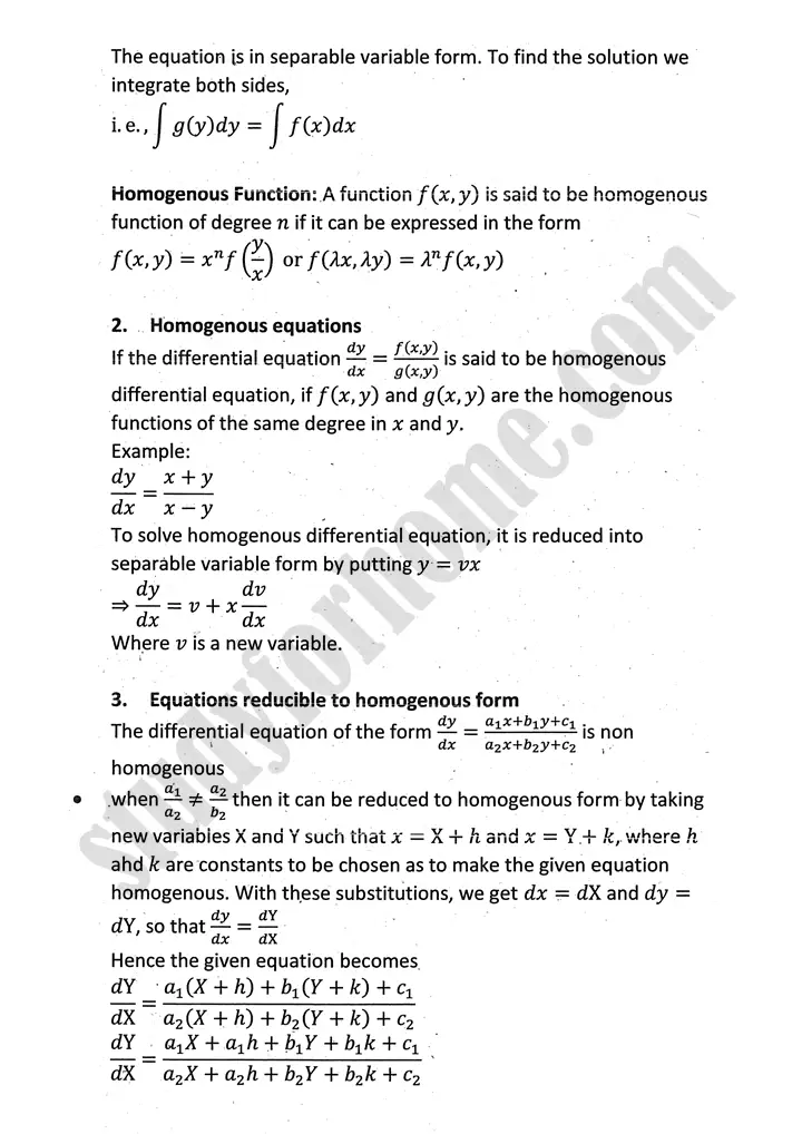 differential equations definition and formulae mathematics 12th sindh board 02