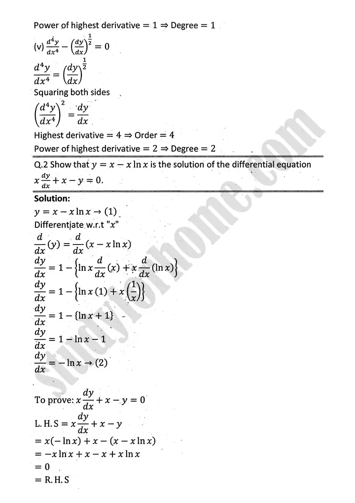 differential equations exercise 10 1 mathematics 12th sindh board 02