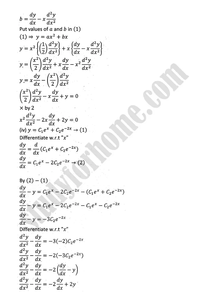 differential equations exercise 10 1 mathematics 12th sindh board 05