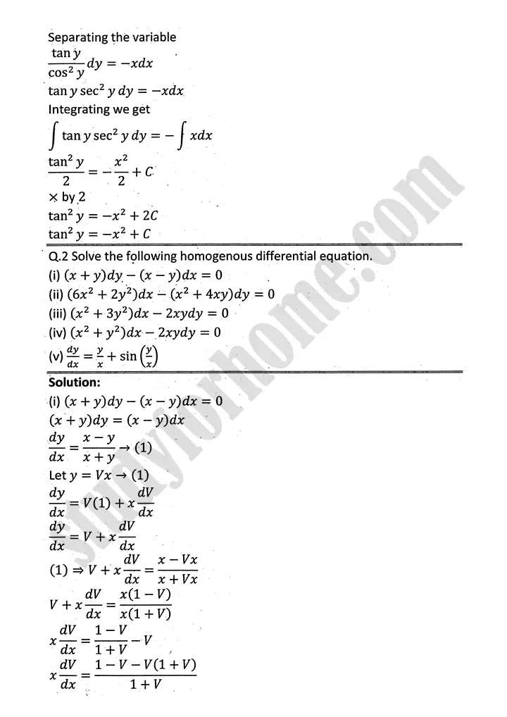 differential equations exercise 10 2 mathematics 12th sindh board 04