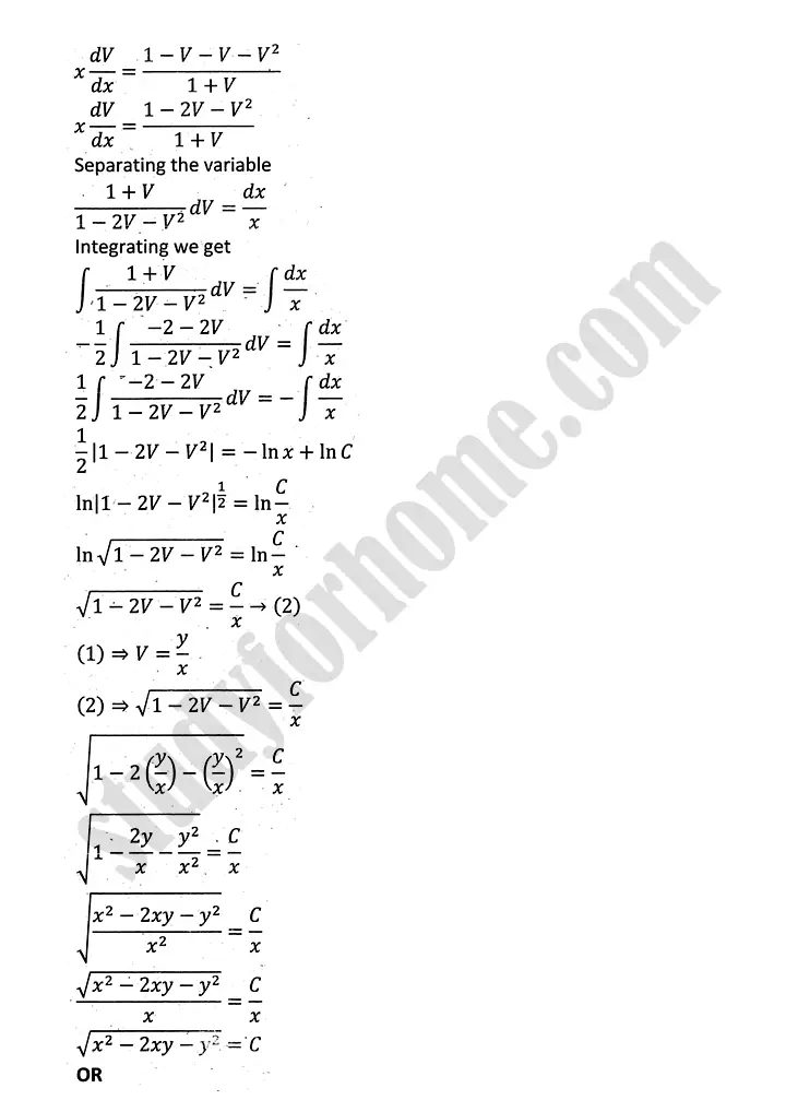 differential equations exercise 10 2 mathematics 12th sindh board 05
