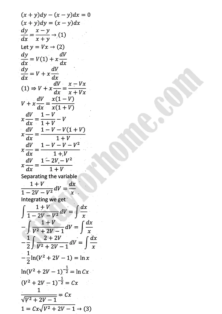 differential equations exercise 10 2 mathematics 12th sindh board 06