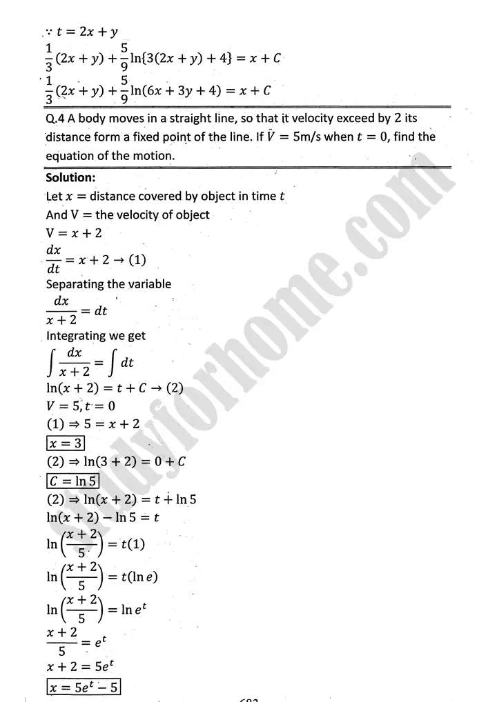 differential equations exercise 10 2 mathematics 12th sindh board 18