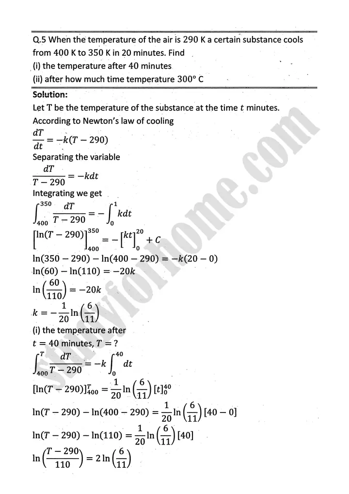 differential equations exercise 10 2 mathematics 12th sindh board 19