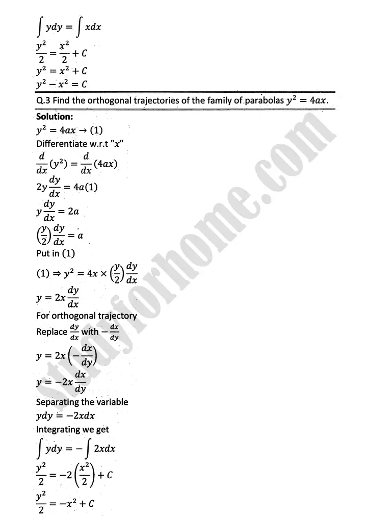 differential equations exercise 10 3 mathematics 12th sindh board 03