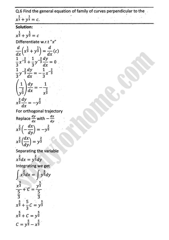 differential equations exercise 10 3 mathematics 12th sindh board 06
