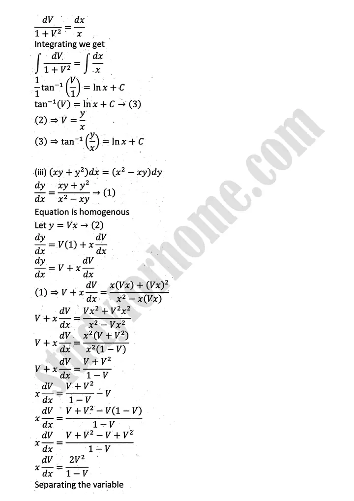 differential equations review exercise 10 mathematics 12th sindh board 05