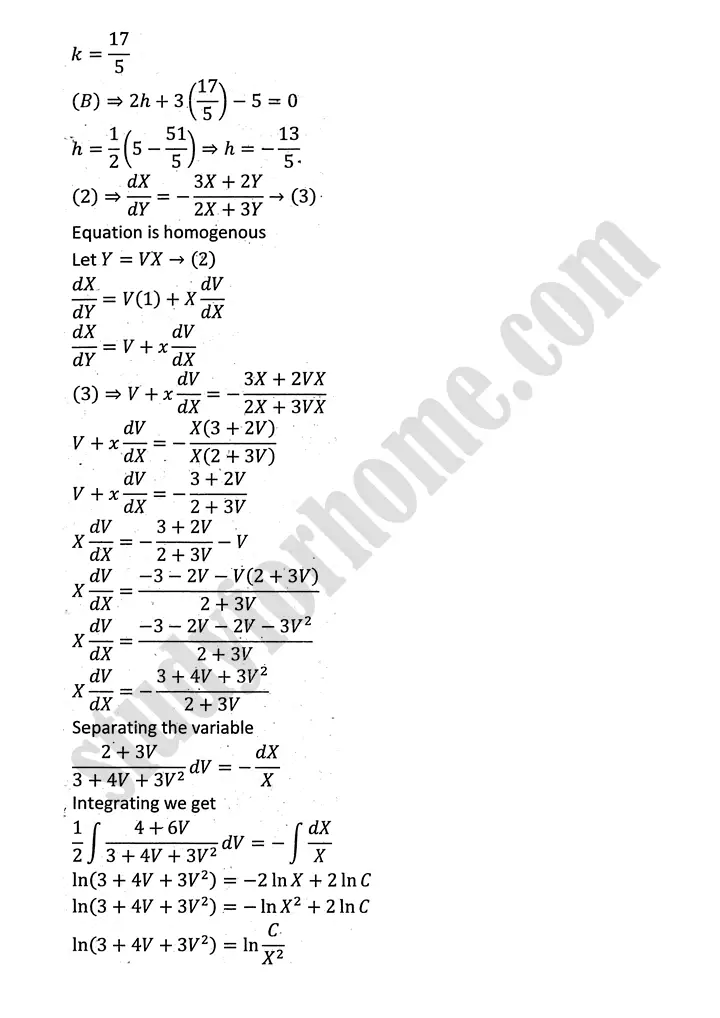 differential equations review exercise 10 mathematics 12th sindh board 08