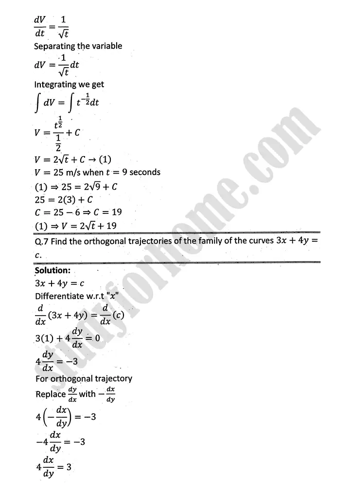 differential equations review exercise 10 mathematics 12th sindh board 14