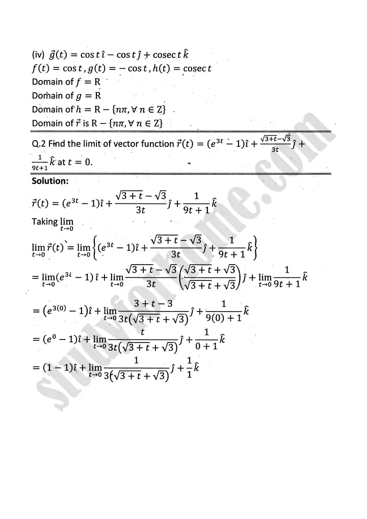 differentiation of vector functions exercise 5 1 mathematics 12th sindh board 02