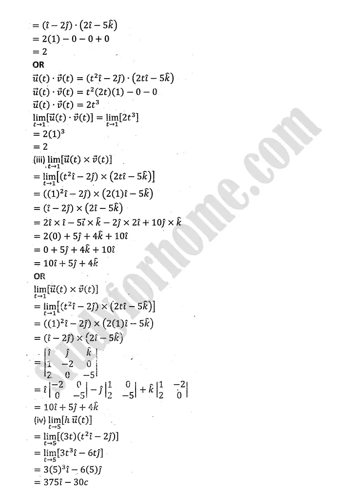 differentiation of vector functions exercise 5 1 mathematics 12th sindh board 04