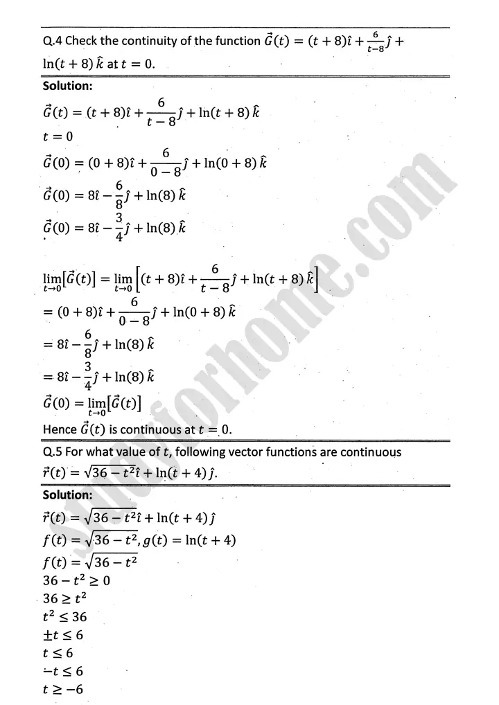 differentiation of vector functions review exercise 5 mathematics 12th sindh board 04