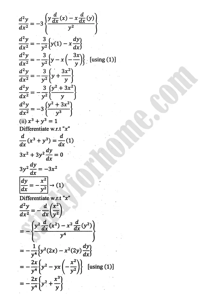 higher order derivatives and applications exercise 4 1 mathematics 12th sindh board 08