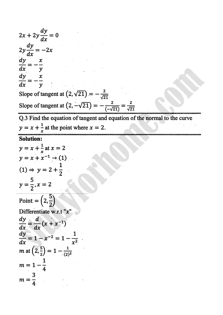 higher order derivatives and applications exercise 4 3 mathematics 12th sindh board 02