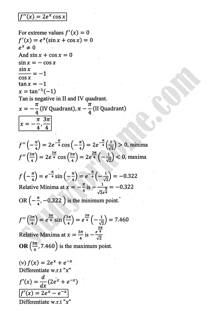 higher order derivatives and applications exercise 4 4 mathematics 12th sindh board 05