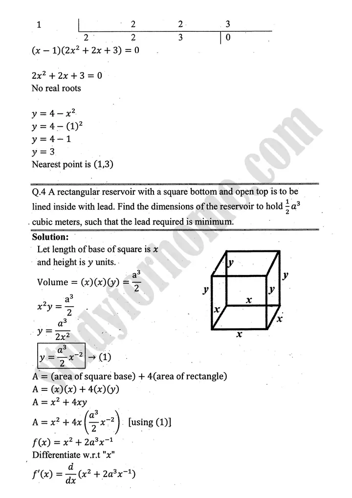 higher order derivatives and applications exercise 4 4 mathematics 12th sindh board 08