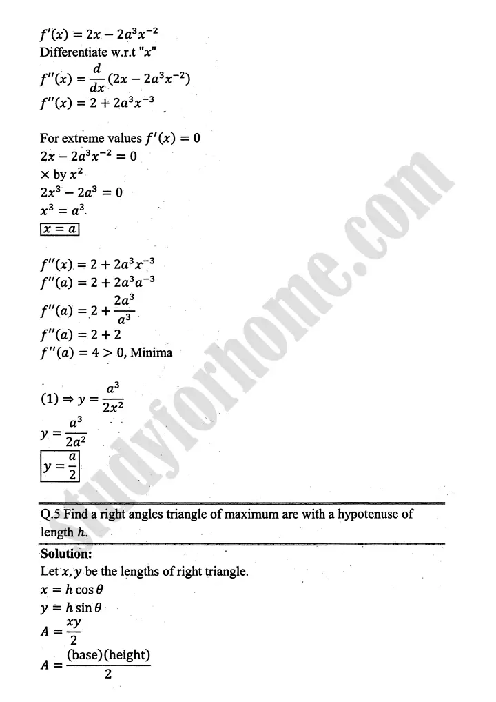 higher order derivatives and applications exercise 4 4 mathematics 12th sindh board 09