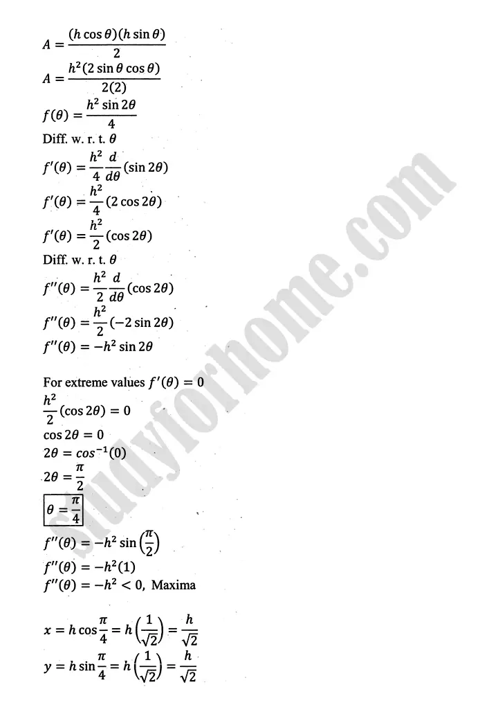 higher order derivatives and applications exercise 4 4 mathematics 12th sindh board 10