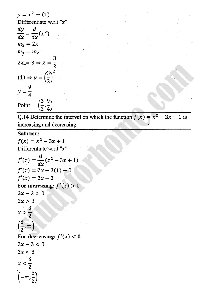 higher order derivatives and applications review exercise 4 mathematics 12th sindh board 15