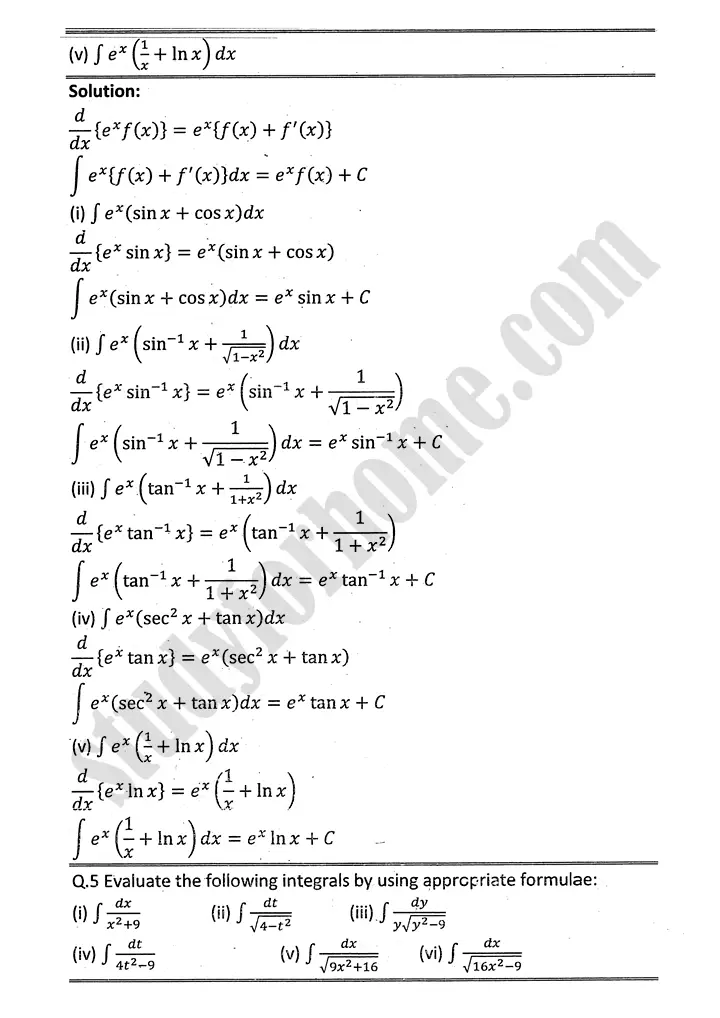 integration exercise 6 1 mathematics 12th sindh board 07