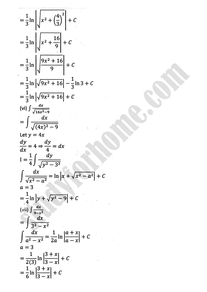 integration exercise 6 1 mathematics 12th sindh board 10