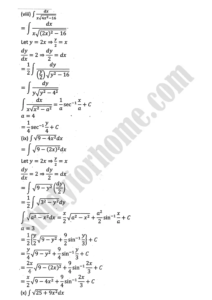 integration exercise 6 1 mathematics 12th sindh board 11