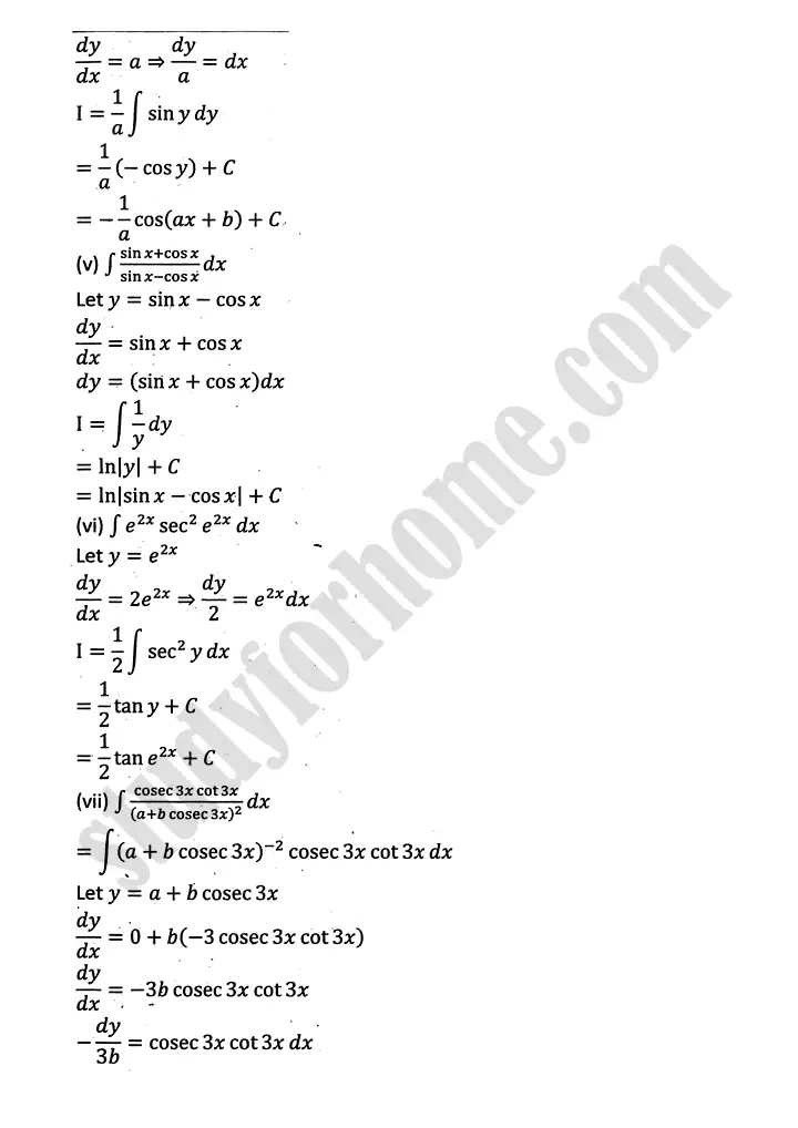 integration exercise 6 2 mathematics 12th sindh board 14