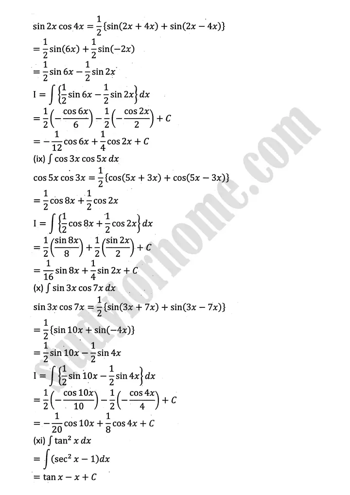 integration exercise 6 2 mathematics 12th sindh board 20