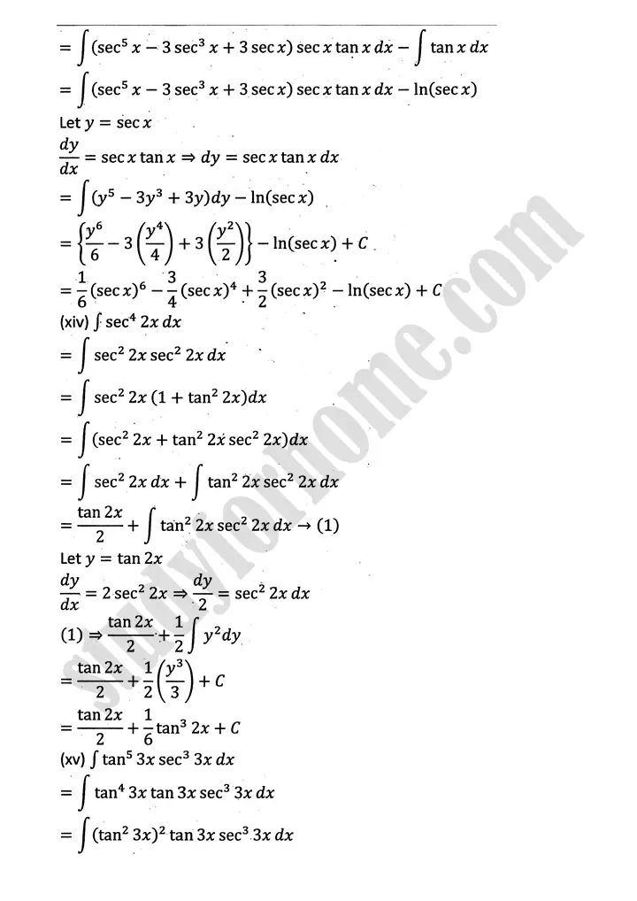 integration exercise 6 2 mathematics 12th sindh board 22