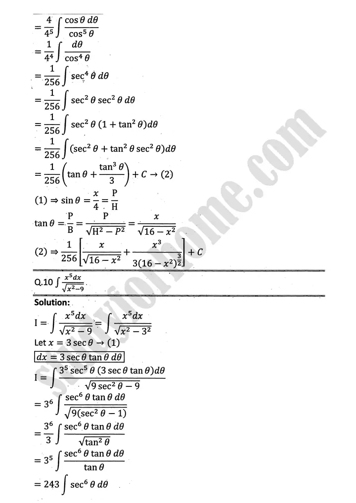 integration exercise 6 3 mathematics 12th sindh board 10