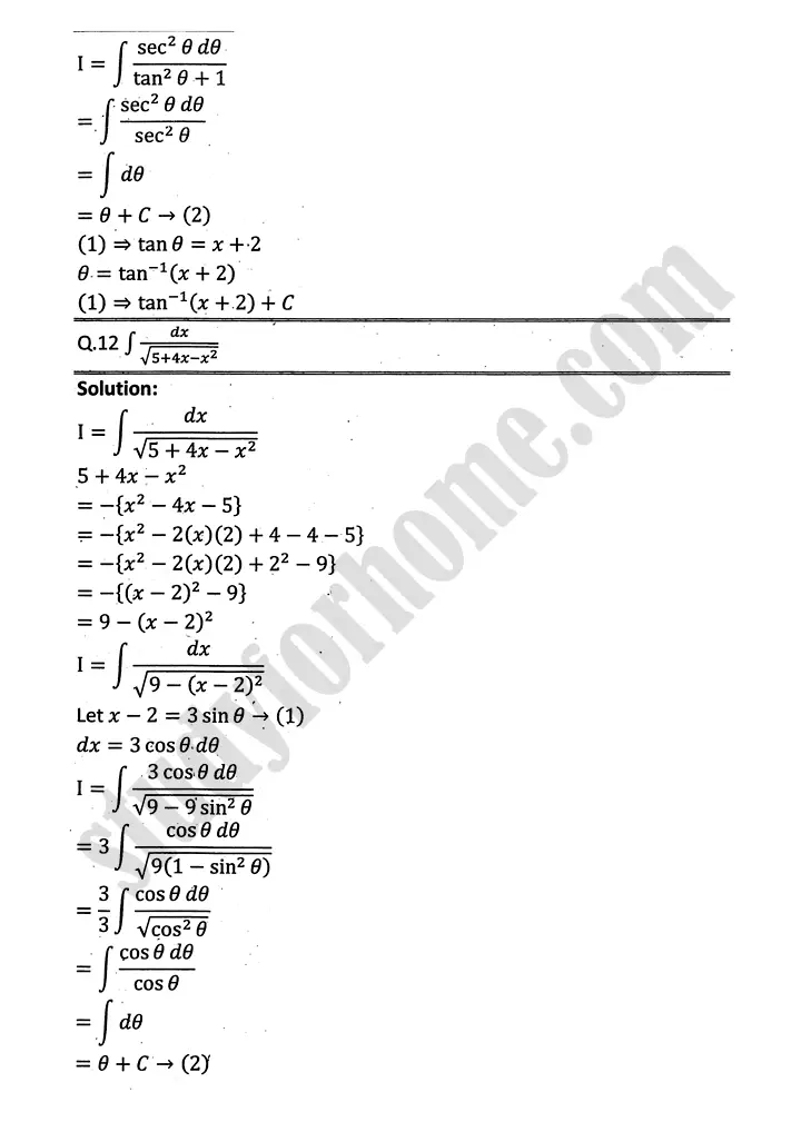 integration exercise 6 3 mathematics 12th sindh board 12