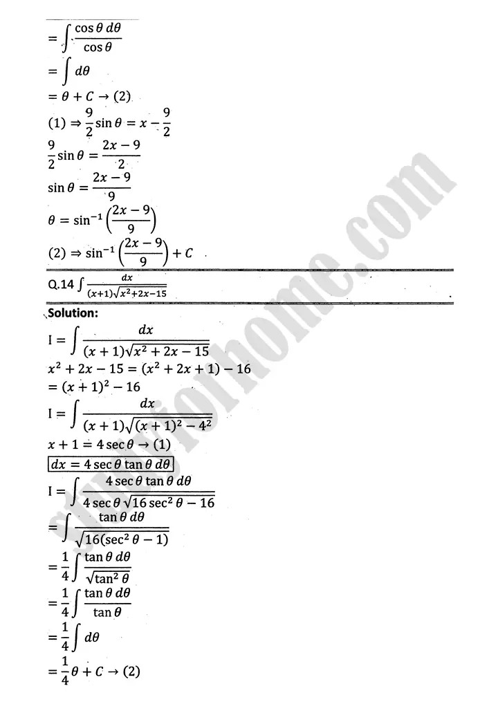 integration exercise 6 3 mathematics 12th sindh board 14