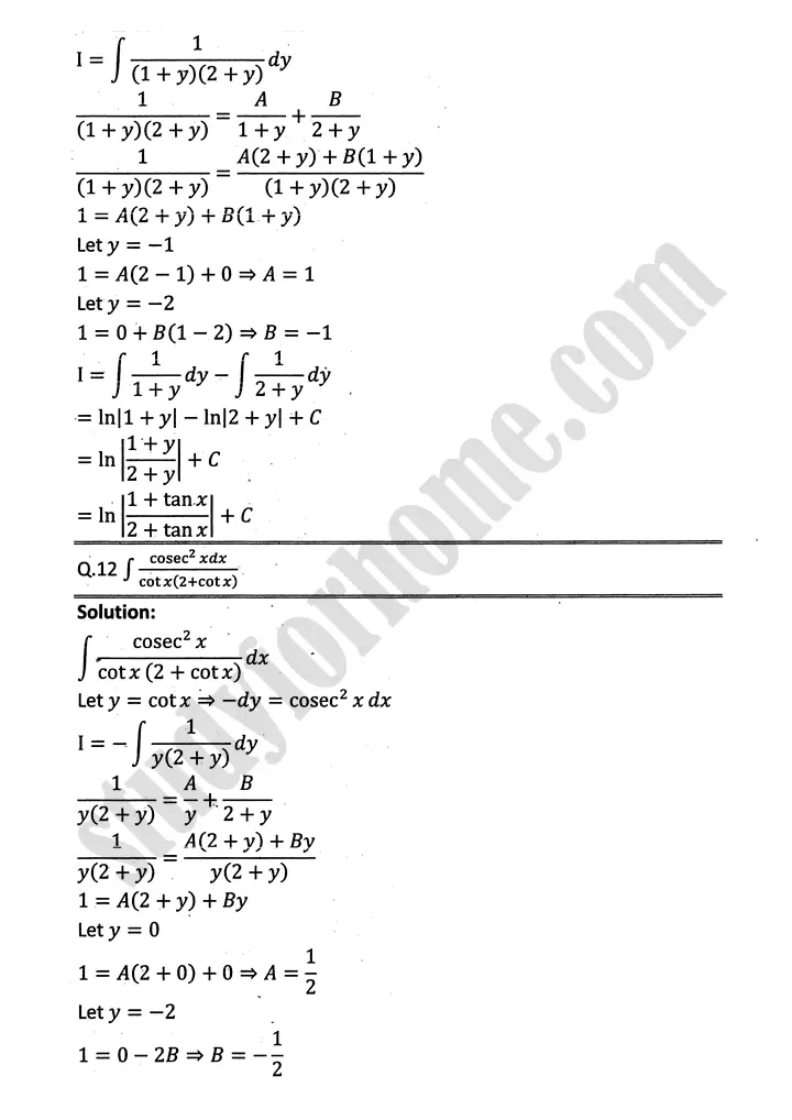 integration exercise 6 5 mathematics 12th sindh board 10