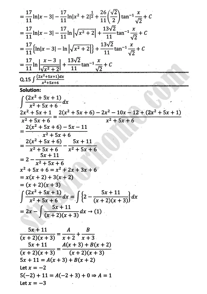 integration exercise 6 5 mathematics 12th sindh board 13