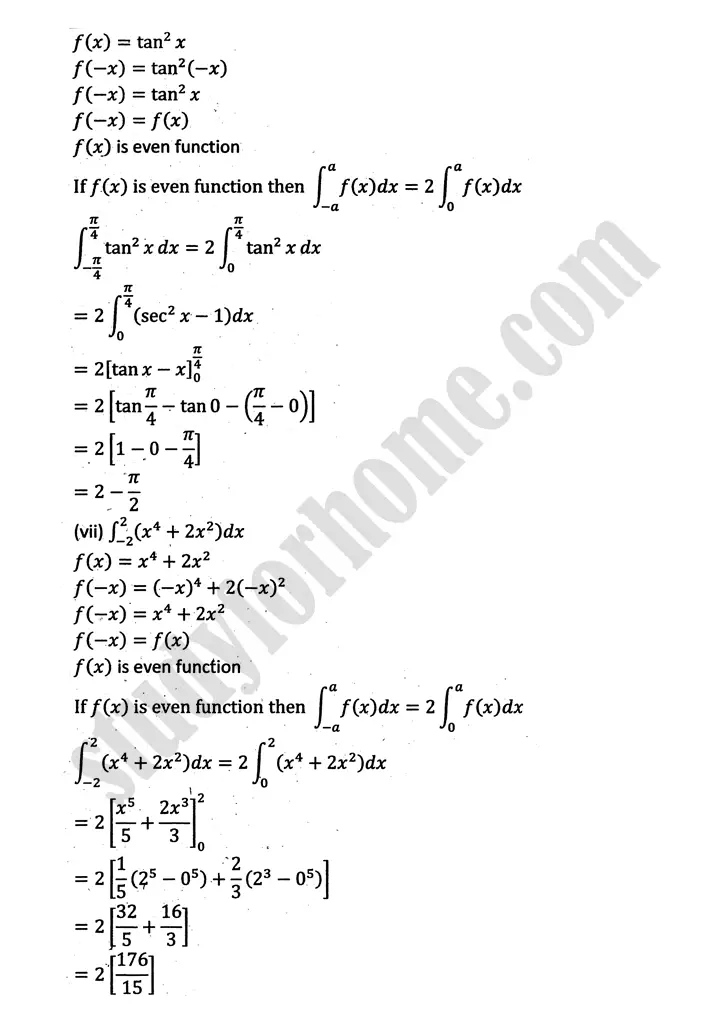 integration exercise 6 6 mathematics 12th sindh board 11
