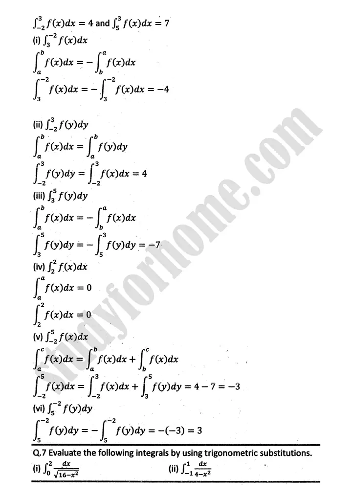 integration exercise 6 6 mathematics 12th sindh board 14