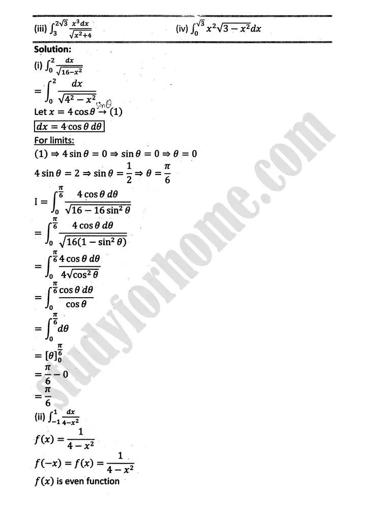 integration exercise 6 6 mathematics 12th sindh board 15
